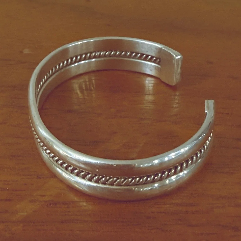 Vintage Sterling Silver Baby's Cuff Bracelet Navajo Style Marked 